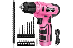 JENABOM Pink Power Drill Set, 8V Cordless Drill Driver Set with 23pcs Bit Set, Electric Cordless Drill Kit with 3/8" Keyless Chuck and Variable Speed Trigger, Portable for DIY- Women