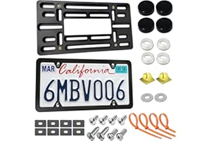 ZXFOOG Front License Plate Mounting Kit- Bumper License Plate Bracket Holder & Matte Black Aluminum Tag Frame, Universal 2 Drill Hole Adapter for Car/Truck/Trailer