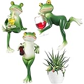 FCKLVMC 3 Pcs Tipsy Frog Garden Decor, Frog Decorations for Garden Outdoor, Resin Frogs Figurines Flower Pot Decoration for Home Gardens Fence Patio Yard DIY Fairy Garden Accessories