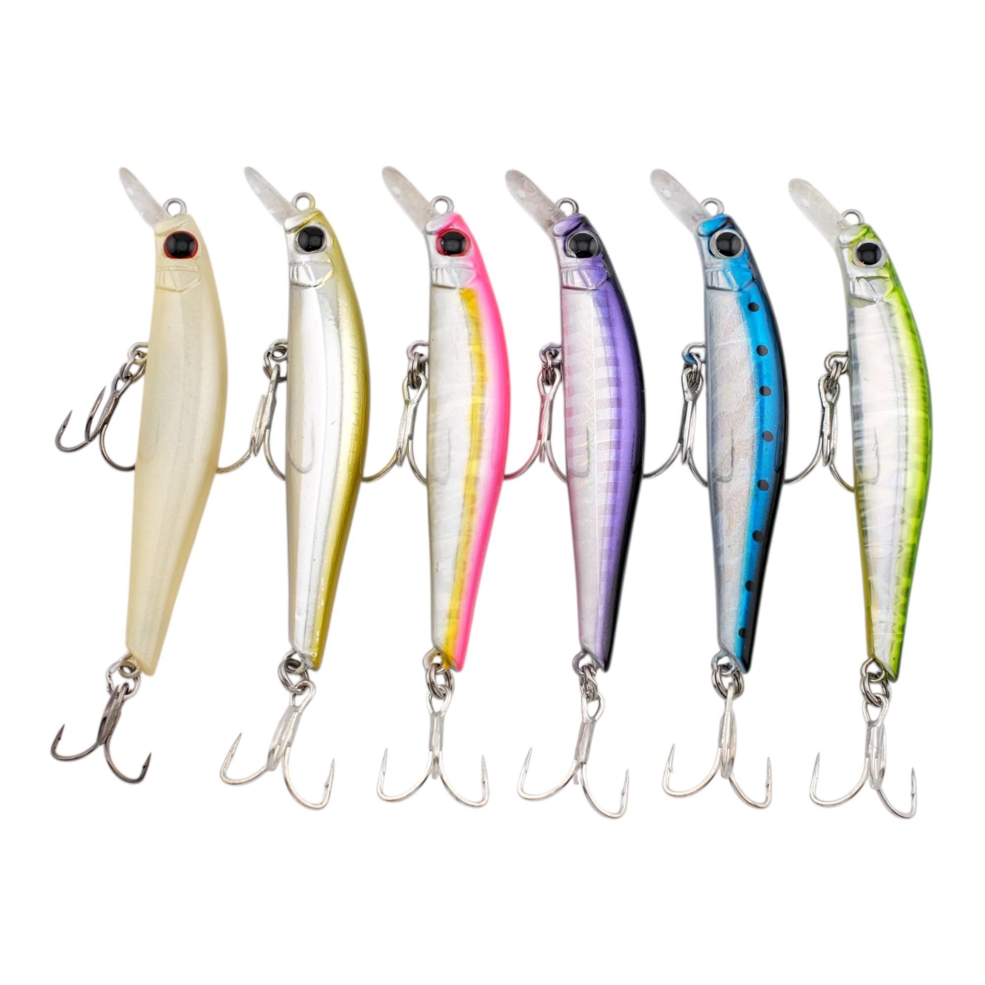 momolures - ULTIMA ARTIST SWIMMER 70mm 80mm Sinking Minnow for Bass, Seabass, Pike, Trout, Salmon lure fishing (70mm - 6pcs Assort)