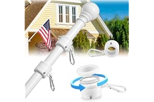 TIEMLET Flag Pole for House- 5ft Tangle Free Flag Pole for 3x5 Flags,Rustproof Outdoor Flagpoles for House Porch Parade Garage Boat(Without Bracket)