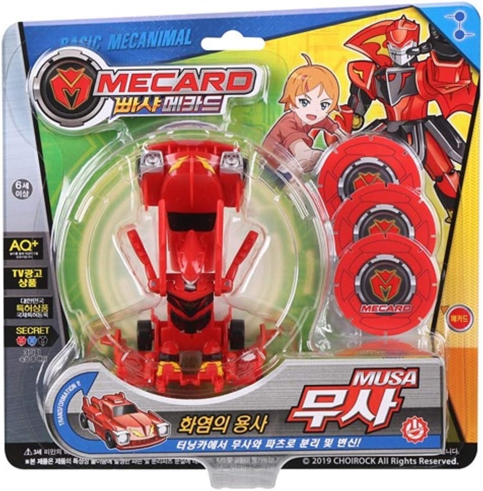 Pasha Mecard MUSA Warrior Mecanimal Transforming Car Toy Red Color Shooting Pop Up on Card (Single Product)