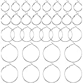 Joez Wonderful 32 Pcs Hoop Earrings Finding, Hypoallergenic Alloy Round Earring Hoops for Jewelry Making, Silver Open Beading DIY Earrings Craft Art Accessories 20mm 25mm 30mm 40mm