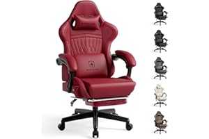 GTPLAYER Gaming Chair with Speakers, Video Game Chairs with Footrest, PC Gamer Chairs for Adults - Padded High Back Ergonomic Reclining Silla Gamer, Linkage Armrest, Ace Pro, Wine Red New