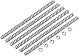 sourcing map M6x200mm Threaded Rod w/ 6 Hex Nuts 304 Stainless Steel 1mm Pitch view 1