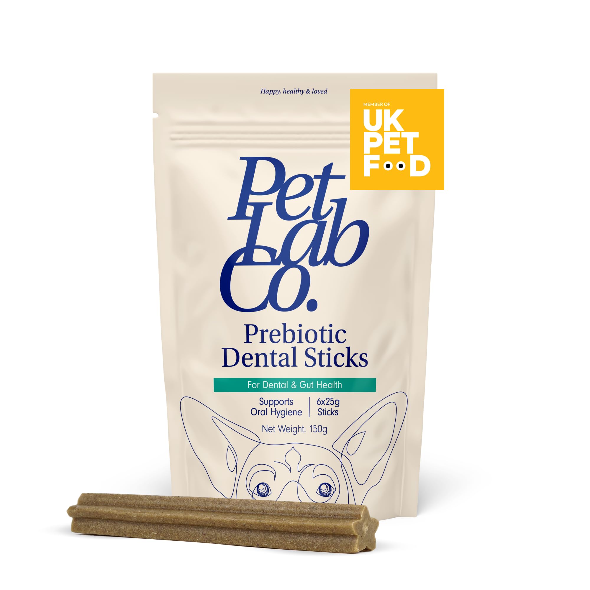 Petlab Co. Prebiotic Dental Sticks, Dog Dental Sticks To Target Plaque Build-Up At The Source & Keep Breath Fresh, 150 grams