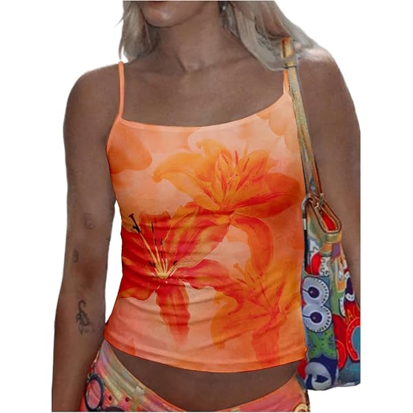 RoseSeek Women's Vintage Car Graphic Tank Top – Scoop Neck, Spaghetti Strap Crop Camisole – Summer Top - View #12
