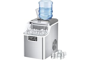 Kndko Ice Makers Countertop, 45Lbs/Day, 2 Ways to Add Water, Countertop Ice Maker, 24 Pcs Ready in 13 Mins, Self Cleaning Ice Maker, 24H Timer, Perfect for Home Bar RV, Stainless Steel Ice Maker