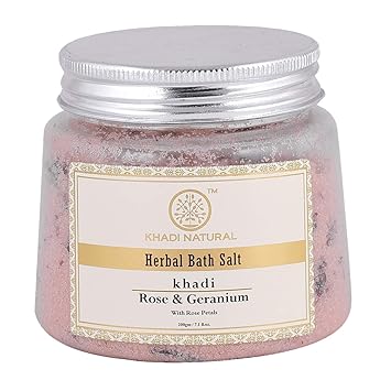 Khadi Natural Ayurvedic Rose Geran W Rose Petals Bath Salt, 200g