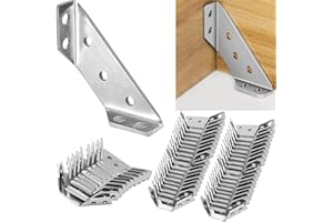 LOSYHU 50 PCS Stainless Steel Furniture Corner Connectors Universal Corner Connector Bracket Trapeziform Angle Brackets Triangular Connector for Wood Furniture Triangle Stabilizer Support