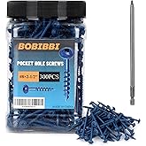 Bobibbi Pocket Hole Screws #8x2-1/2, Coarse Thread Wood Screws 300Pcs, Washer Head with Square Drive, 150MM Drive Bit Included