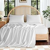 SONORO KATE 100% Egyptian Cotton Sheets Queen Size - 600 Thread Count, Luxury Hotel Sateen Weave Bedding Set, Soft Breathable Sheet Sets, 16" Deep Pocket - 4 PC(White,Queen)