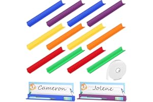 MJOGGOTT 12 Pcs Color Classroom Desk Name Plates Holder, Name Tag Holders for Desks Classroom Student Index Cards Storage, Desk Accessories Desktop Helper Station Guard Panels Organizer (Rainbow Colors)