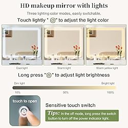 Large Vanity Desk with 3 Color Touch Screen Dimming