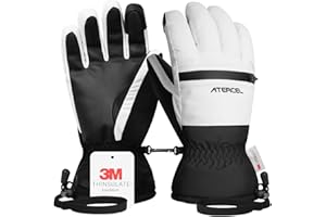 ATERCEL Waterproof Ski Gloves, Warm 3M Thinsulate Gloves, Touchscreen, for Men Women in Skiing, Snowboarding, Snowmobiling, Hiking