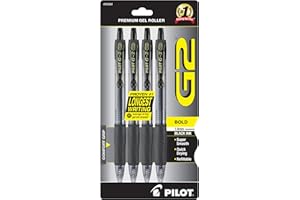 Pilot G2 Premium Gel Pens, Black Pens, Bold Point 1 mm, 4 Black