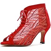 Minishion Sexy Dance Heels for Women Mesh Party Eveing Ankle Sandals Boots