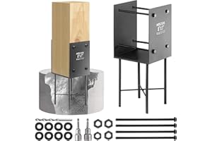 AECXM 8"x8" (Actually 7.5"x7.5") Heavy Duty U-Shaped Fence Post Holder Bracket, Wet Concrete Post Bracket, for Deck railings, Fences, gazebos Wet Concrete Foundation Support (Dark Gray-1Pack)