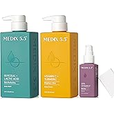 Medix 5.5 Anti Aging Skin Care 3PC Set | Vitamin C Body Cream + Exfoliating AHA Glycolic Acid Foaming Face & Body Wash + Vitamin F Booster Serum, Wash + Treat + Hydrate Skincare Set