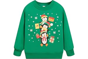 GOTHLETIC Toddler Boys Girls Christmas Sweatshirts Reindeer Crewneck Fleece Pullover Top Xmas Long Sleeve Winter Clothes 2-7T