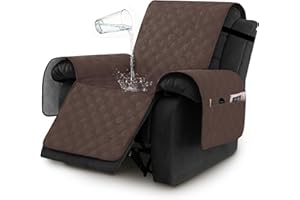 H.VERSAILTEX 100% Waterproof Recliner Chair Covers, Recliner Covers Non-Slip Stay in Place, Thick Cover for Recliner Chair with Pocket, Dog Couch Cover Protector Washable(Brown, 30")