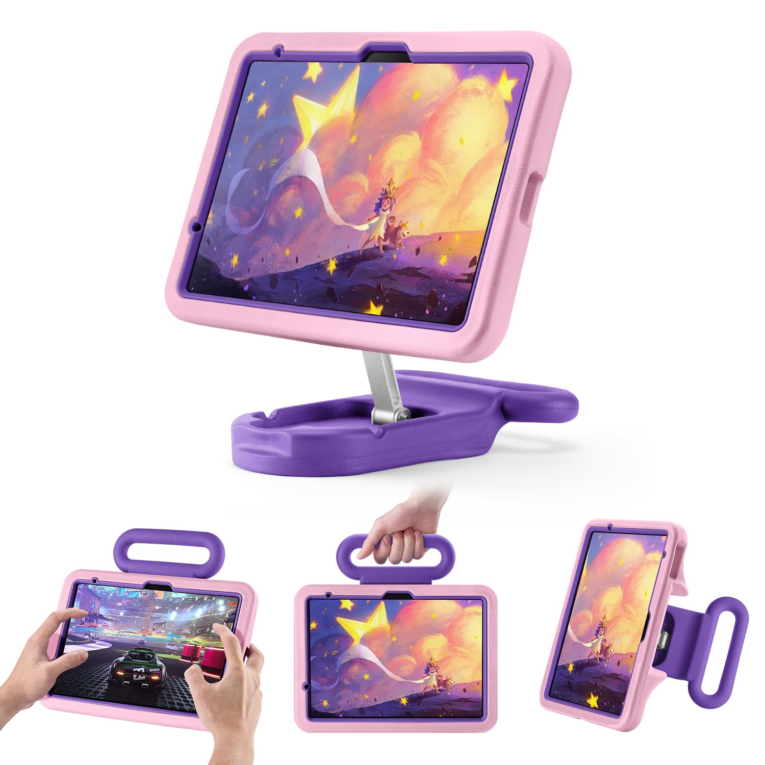 Photo 1 of Kids Case for iPad (A16) 11th/10th Gen 10.9’’ 2025/2022,Shockproof Handle Stand Case,Child-Friendly Drop-Proof case for iPad Air 11 Inch(2025) M3/M2,Adjustable Stand for Portrait & Landscape (Pink)