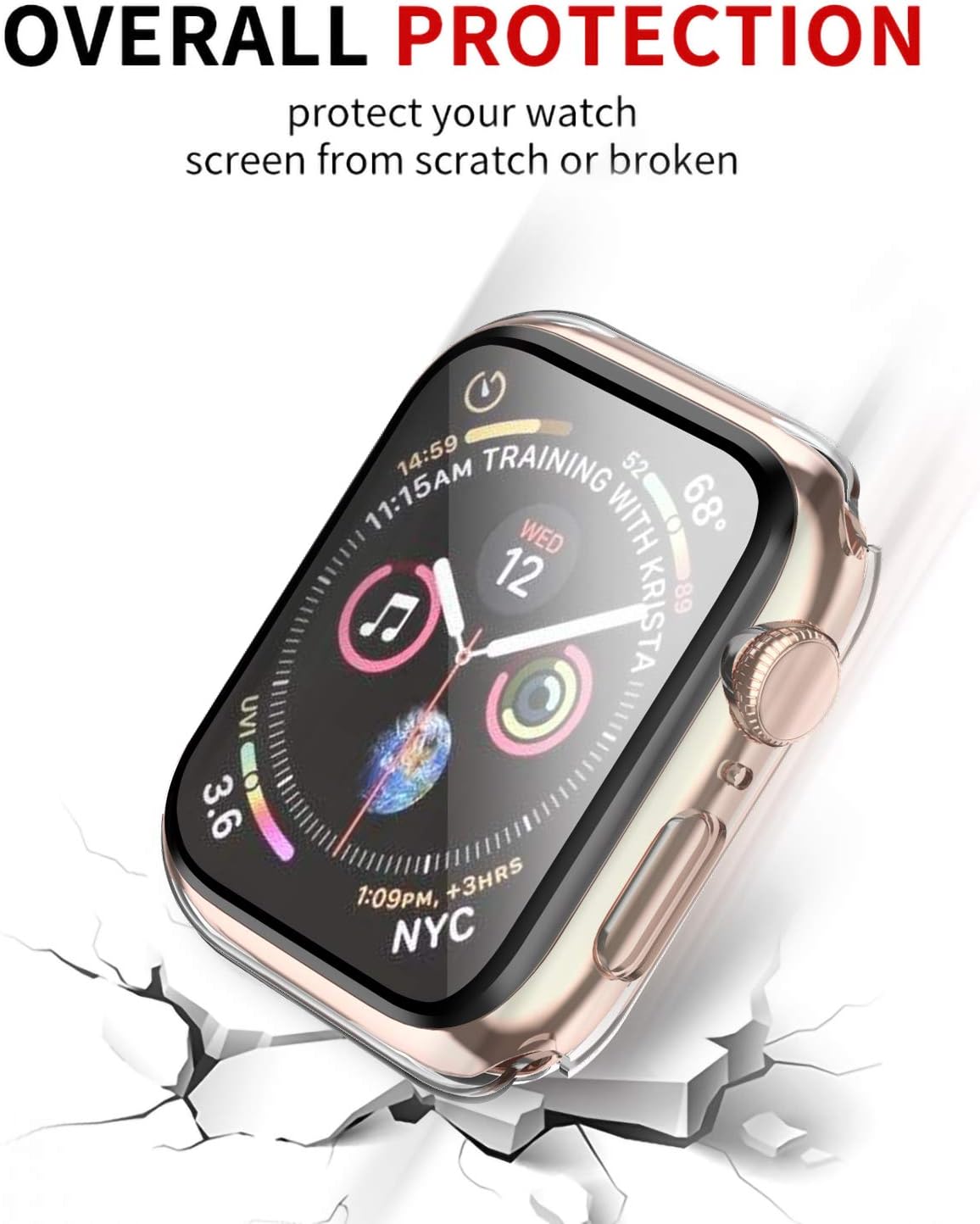 Smiling Case Compatible with Apple Watch Series 6/SE/Series 5/Series 4 40mm with Built in Tempered Glass Screen Protector,Overall Protective Hard PC Case Ultra-Thin Cover- Clear