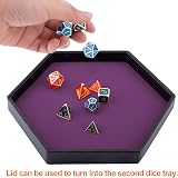 SIQUK Dice Tray with Lid Hexagon Purple Dice Rolling Tray for DND RPG Games view 4
