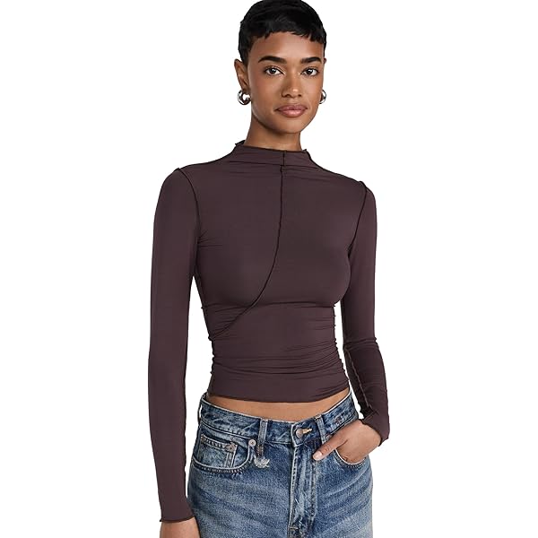 トップス BECOME TREE DUBLE CUFFS CROPED SHIRTS CIDER Long Sleeve Buckle Crop Top: Grey, XXS at Amazon Women's
