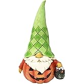 Enesco Jim Shore Heartwood Creek Halloween Collection Pumpkin Trick or Treat Gnome Figurine- Stone Resin Hand Painted Crafted Collectible Gnomes Halloween Figurines Home Decor Statue, 6.97 Inch