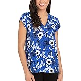 Hilary Radley Women's V-Neck Short Sleeve Blouse