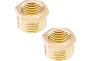 AOPANDA Brass Hex Bushing Reducer, 3/4 NPT Male X 1/2 NPT Female Bushing Adapter Pipe Fitting, (2 PCS).