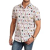 Aiyino Men's Christmas Hawaiian Shirts Short Sleeve Santa Claus Button Down Shirt for Parties Vacations and Gifts