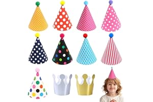 GDLPZM 11pcs Birthday Party Cone Paper Hats with Colorful Patterns for Wedding Decorations, festival celebration