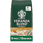 Starbucks Whole Bean Coffee Veranda Blend Blonde Roast, 6 Bags 12 oz | 100% Arabica whole bean coffee; Starbucks Blonde Roast Veranda Blend; 6 bags, 12 oz each (72 oz total)