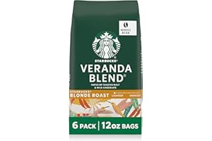 Starbucks Whole Coffee Beans, Starbucks Blonde Roast Hot or Iced Coffee, Veranda Blend, Six 12 oz Bags​