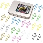 Haowuliao Decorative Cross Paper Clips 100 Pcs, Bible Study Supplies | Christian Stationery, Bible Study Supplies and Decorative Page Markers for Church, Classrooms, Planners and Notebooks