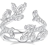 Pcmaciyn Moissanite Ring Enhancer Wedding Bands for Women,D Color VVS1 Doublee Enhancers for Engagement Rings 925 Sterling Silver Plated 18K White Gold Ring for Wife