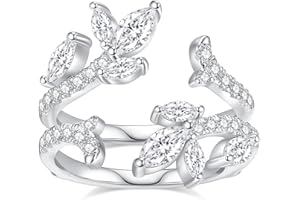 Pcmaciyn Moissanite Ring Enhancer Wedding Bands for Women,D Color VVS1 Doublee Enhancers for Engagement Rings 925 Sterling Silver Plated 18K White Gold Ring for Wife