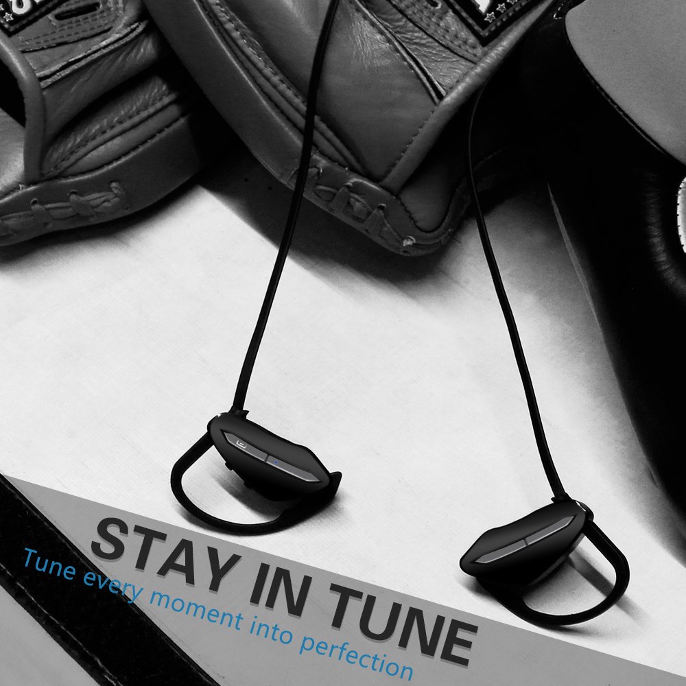 TINGGAOLI Bluetooth Headphones Wireless Sports Earphones Sweat-proof In-Ear Wireless 4.1 Headphones with Microphone and Noise Cancellation for Running Fitness Outdoor Sports