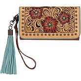 ARIAT Women's Lorelei Clutch Calf Hair Tooled Wallet, Tan, One Size