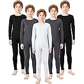 Silkfly 5 Set Thermal Underwear for Boys, Fleece Lined Long Underwear Kids Base Layer Top Bottom Winter Set