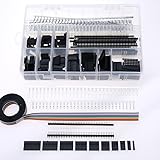 Glarks 635Pcs Dupont Connector Housing Male / Female Pin Connector 40 Pin 2.54mm Pitch Pin Headers and 10 Wire Rainbow Color Flat Ribbon IDC Wire Cable Assortment Kit