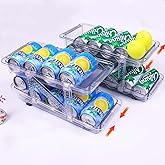 Kiencyluky 2 Pack Soda Can Dispenser for Refrigerator,Adjustable Width Soda Can Organizer,Stackable Drink Organizer for Fridge,Pantry,Cabinet,Soda Holder for Refrigerator