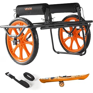CPS Foldable Kayak Canoe Boat Carrier Cart – Heavy Duty Trolley With Sand Wheels – Black