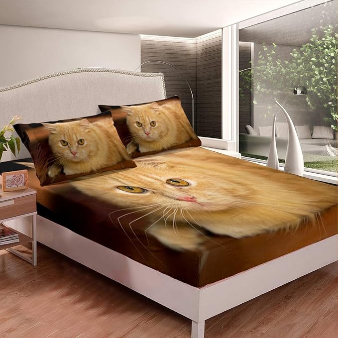 Cat Bedding Set for Girls Boys Children Pet Yellow Cat Bed