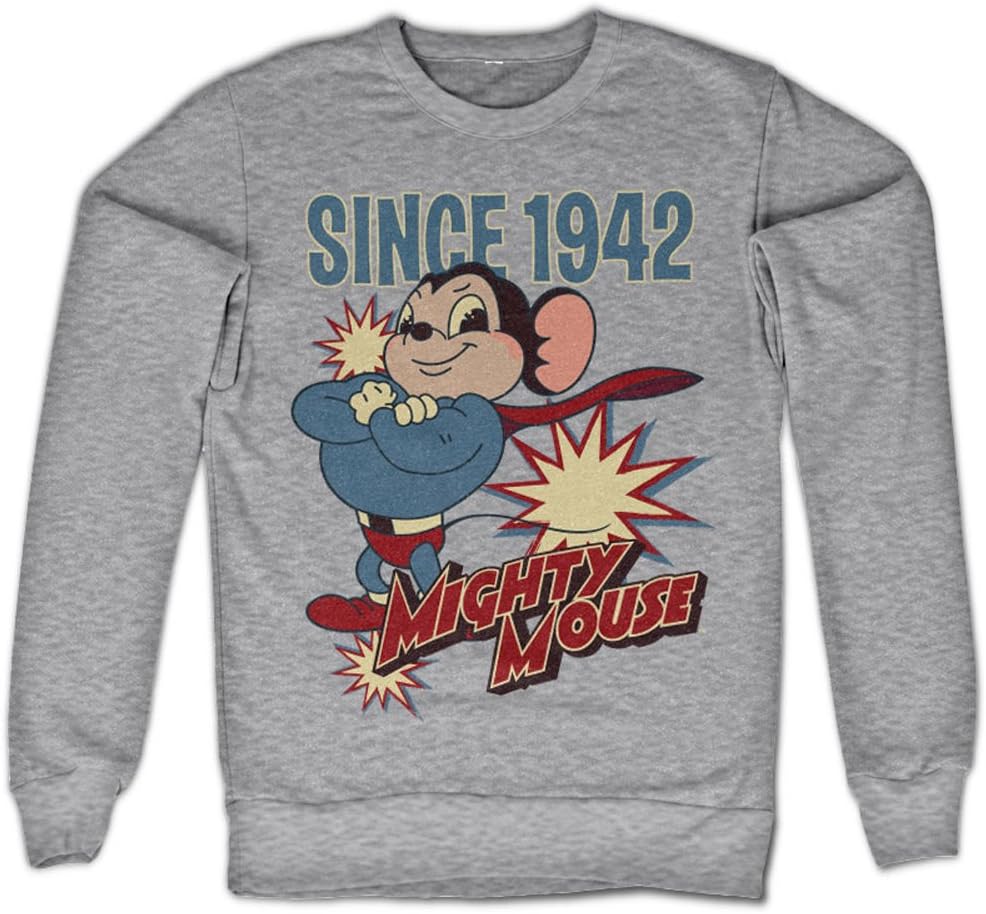 Mighty Mouse Sweatshirt Since 1942 Official Mens H.Grey Size XXL