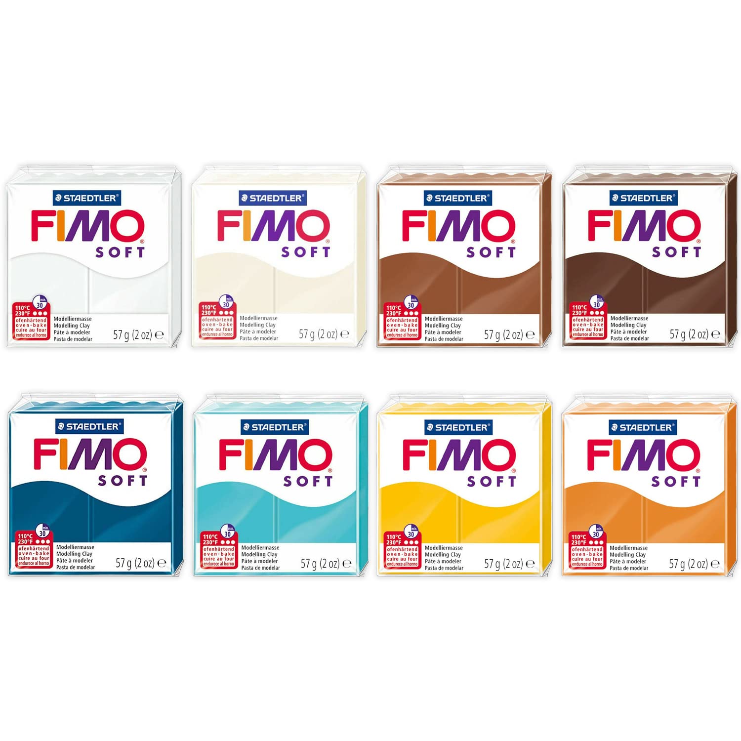 FIMO Soft & Effect Polymer Oven Modelling Clay - 57g - Set of 8 - The Chai Latte Collection