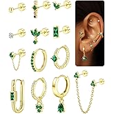 ORAZIO 20G Helix Piercing Jewelry Flat Back Cartilage Earrings for Women Surgical Stainless Steel Hypoallergenic Hoop Stud Earrings Set Tragus Helix Piercing Jewelry for Sensitive Ears Single Pc