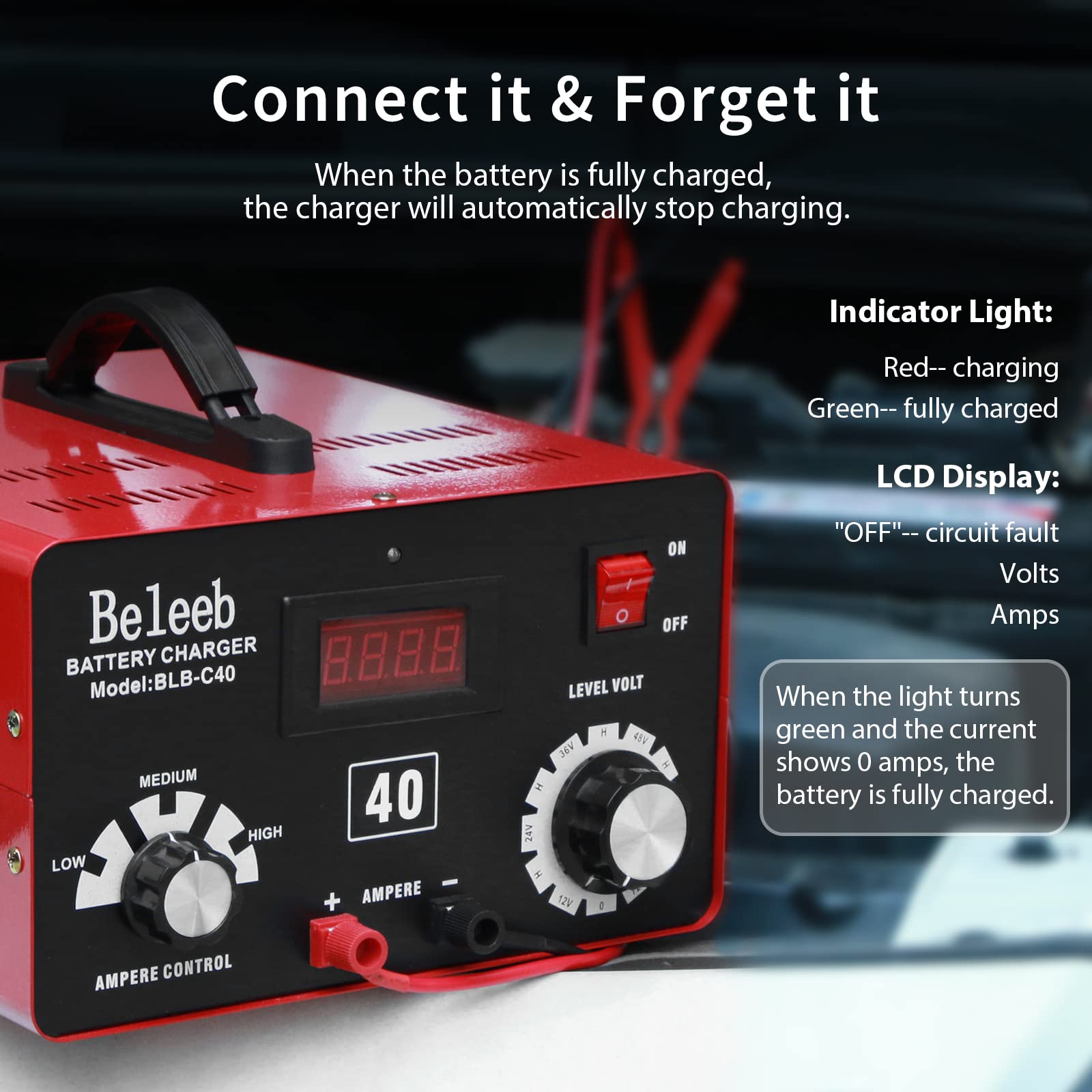 Hugoome Beleeb Serie C40 Batterieladegerät Autobatterie Ladegerät 12V 24V 36V 48V 60V 72V, Impulse Von Hochspannungsbatterie Desulfator Erhaltungsmitteln Für Blei Säure Lithium Ionen Batterien - View #8